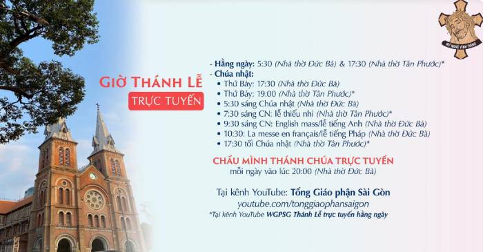 giờ lễ nhà thờ đức bà